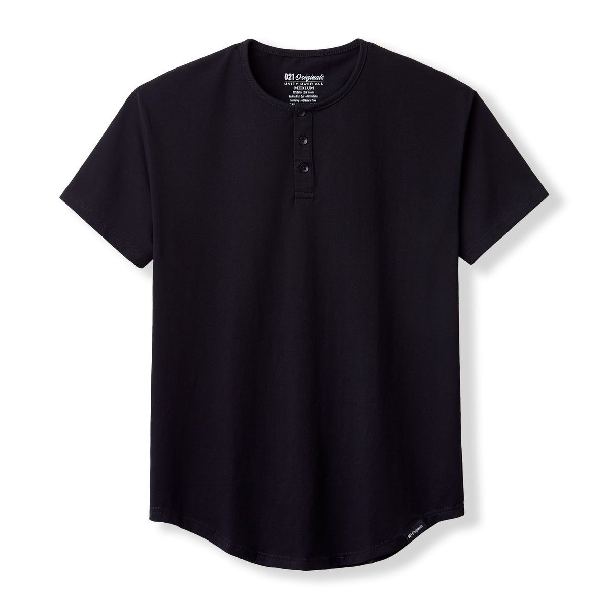 021 ESSENTIAL DROP-CUT HENLEY - BLACK