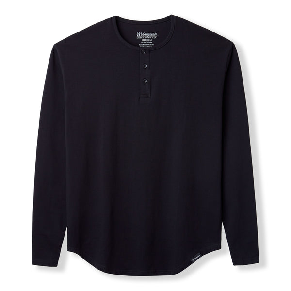 Tシャツ・カットソー bronson Vintage Long Sleeve Henley Shirt Black B-TOP-0003-BL Vintage Heavyweight Cotton Long Sleeve Henley Neck Shirt