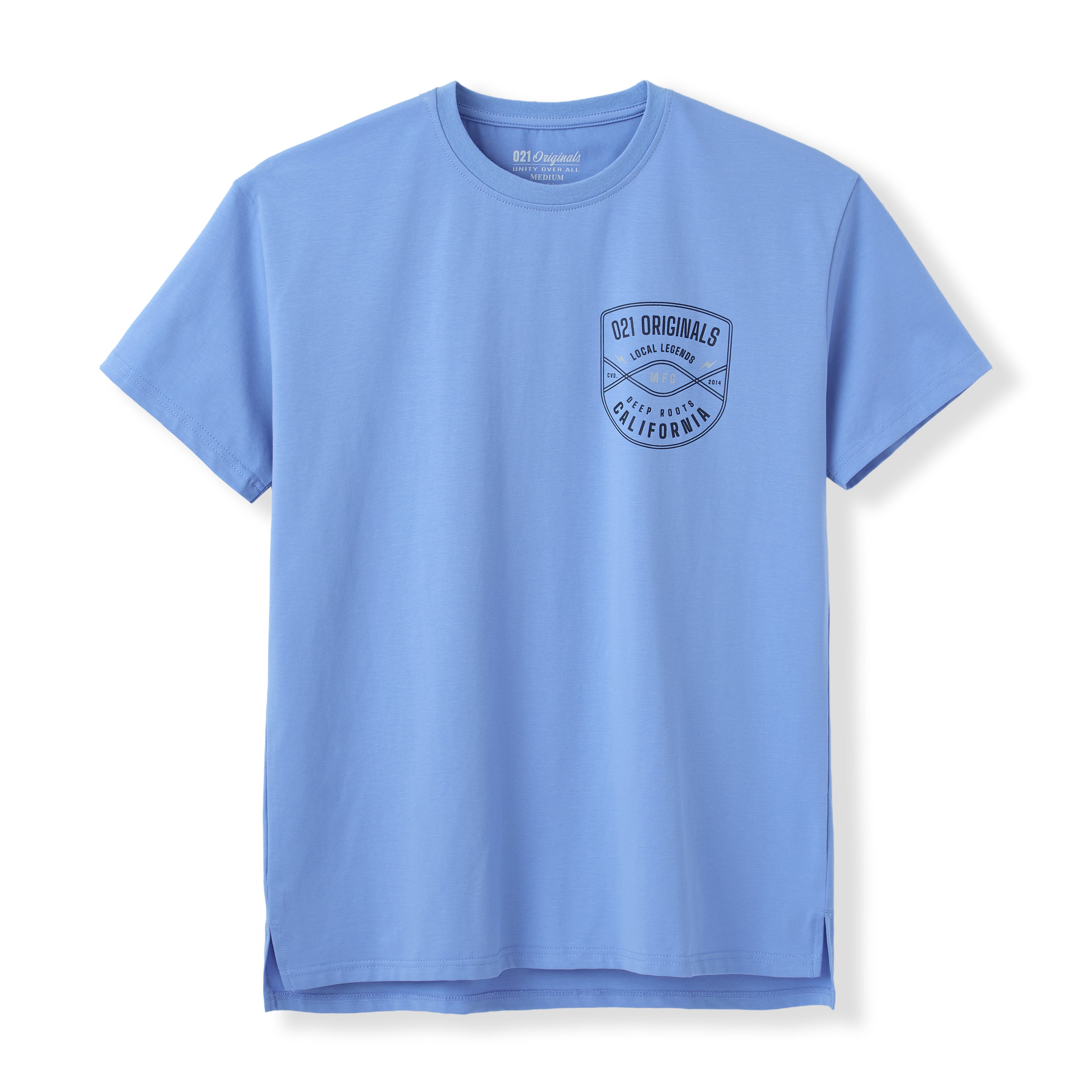 CREST SPLIT-HEM T-SHIRT - COASTAL BLUE