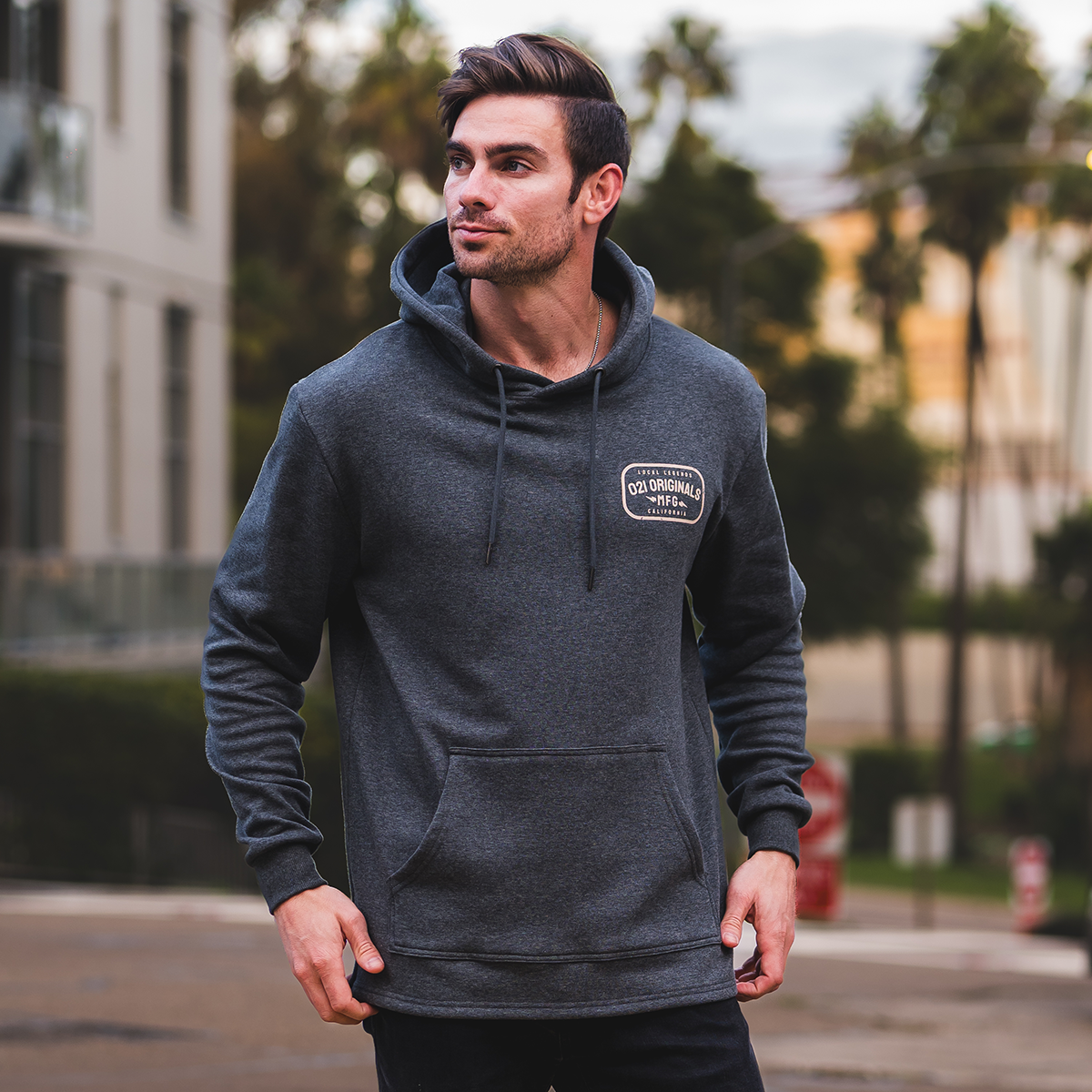 LOCAL MFG SPLIT-HEM HOODIE - DARK HEATHER