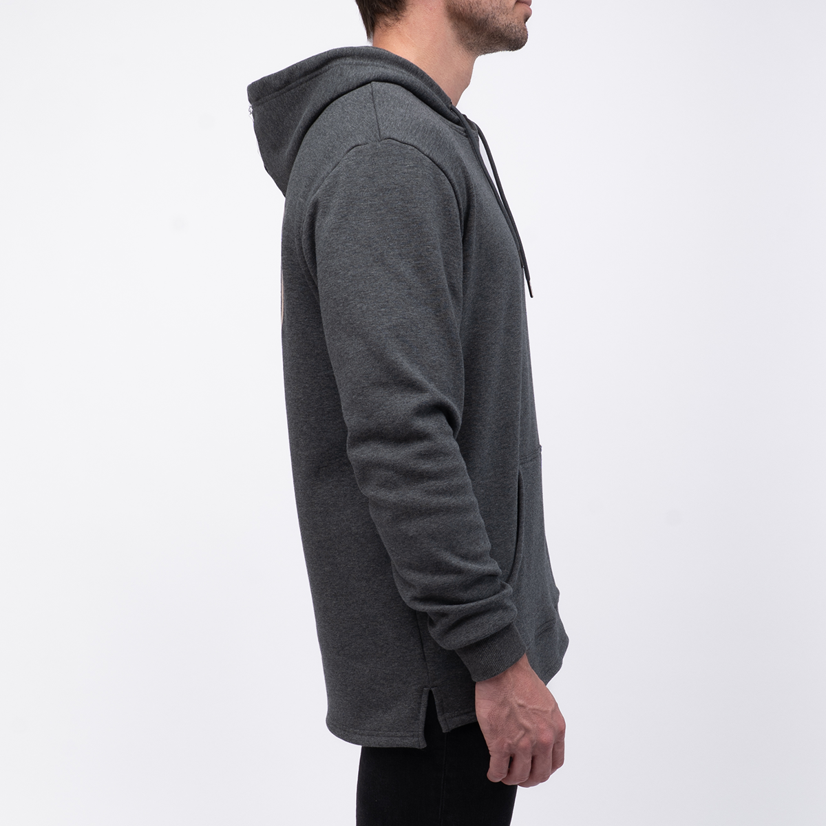 LOCAL MFG SPLIT-HEM HOODIE - DARK HEATHER