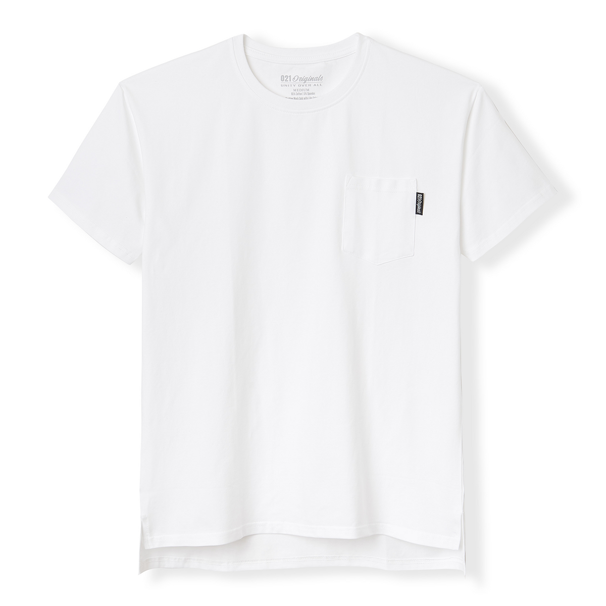 トップス White line Side Pocket Shirt White Pocket Tee - Athletic Fit White T-Shirt – 021 Originals