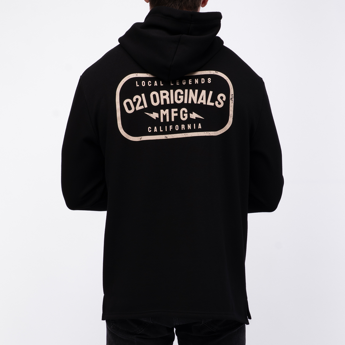LOCAL MFG SPLIT-HEM HOODIE - BLACK