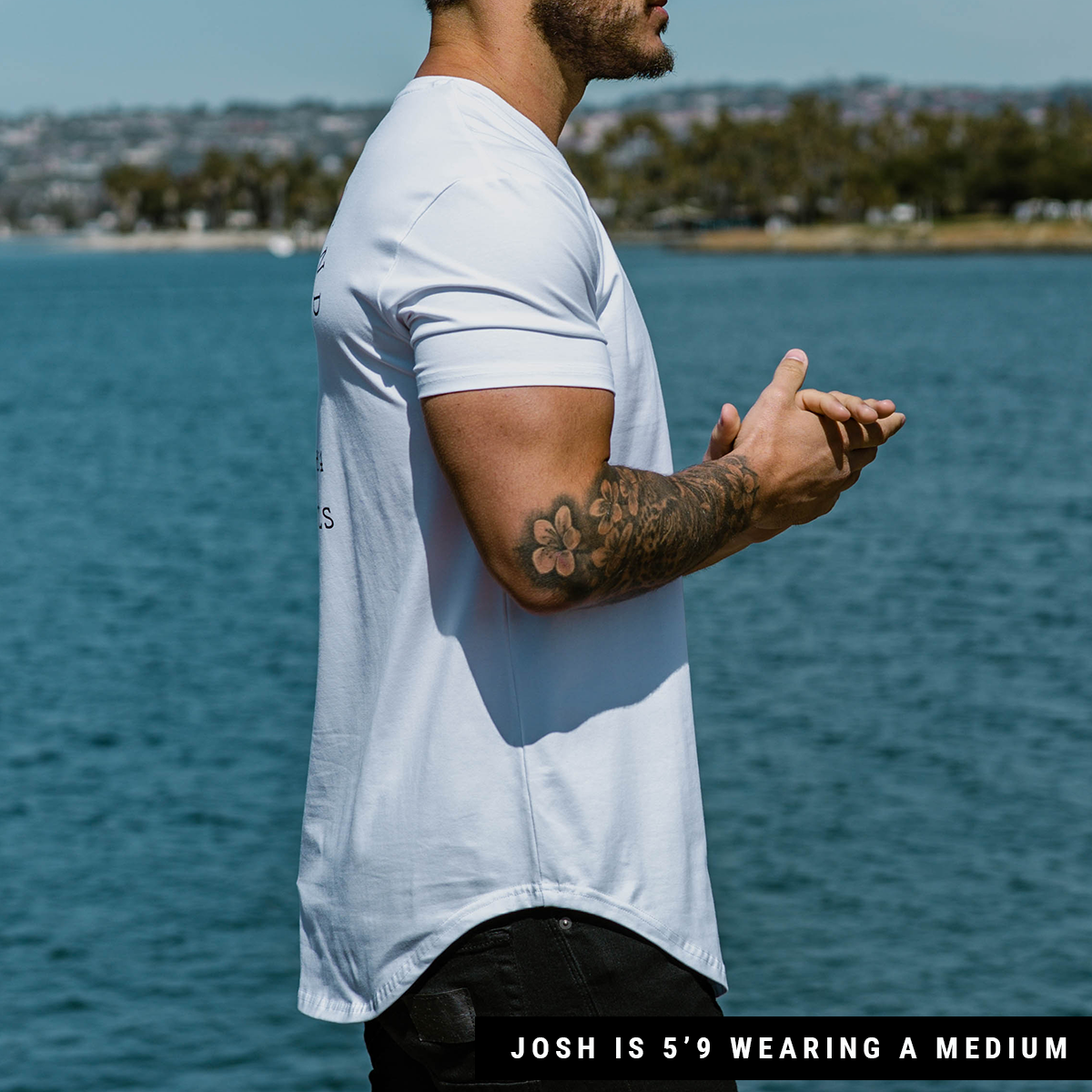 PARADISE PALM DROP-CUT T-SHIRT - WHITE