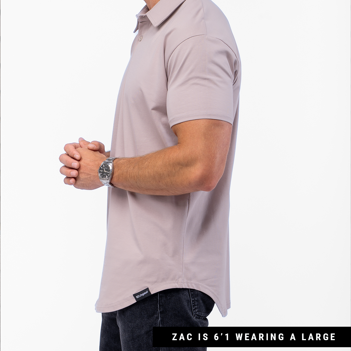 021 ESSENTIAL DROP-CUT POLO - CEMENT