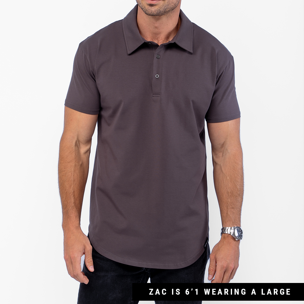 021 ESSENTIAL DROP-CUT POLO - CHARCOAL