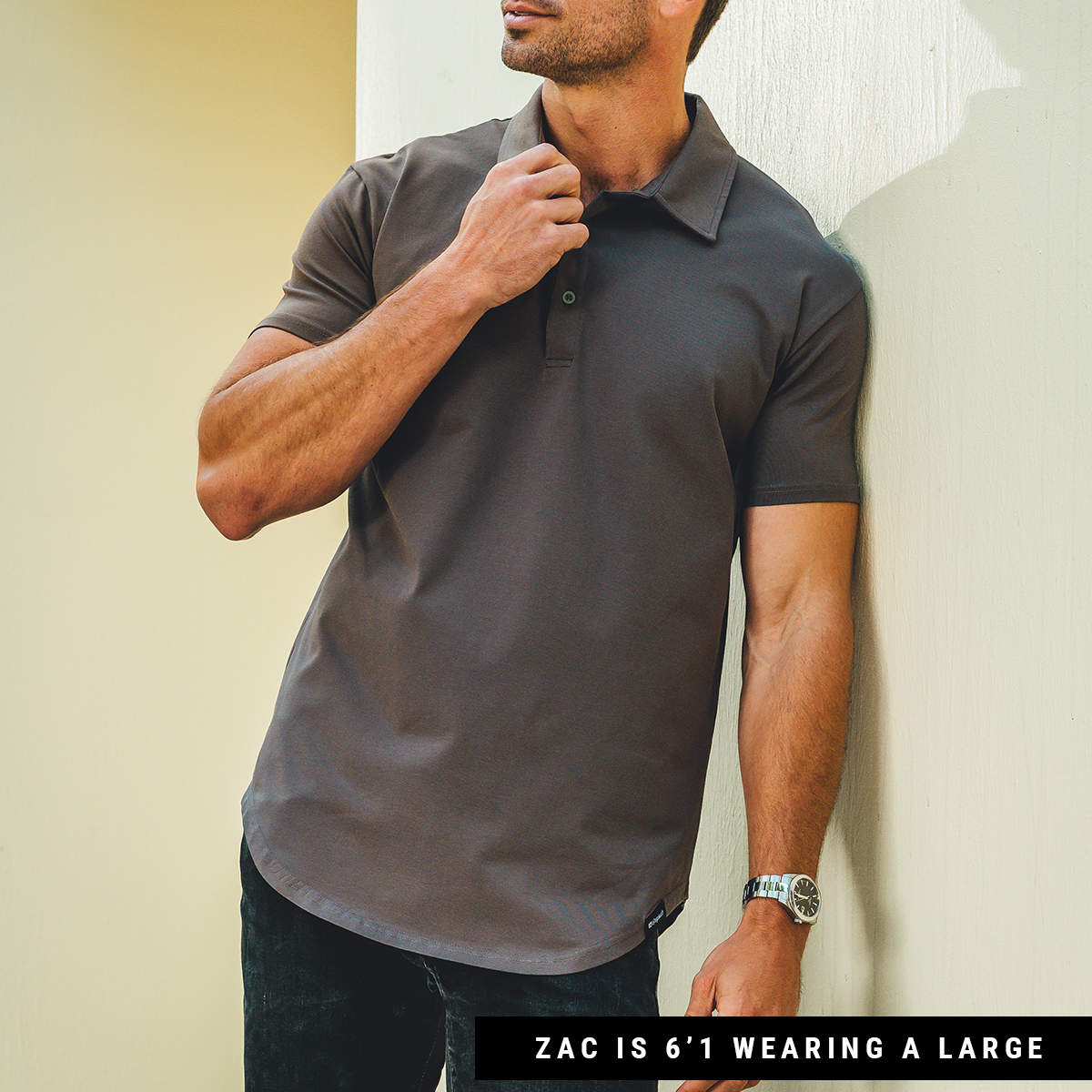 021 ESSENTIAL DROP-CUT POLO - CHARCOAL