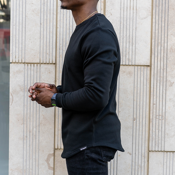 021 Drop-Cut Crewneck Black - Buttery Soft Athletic Crewneck