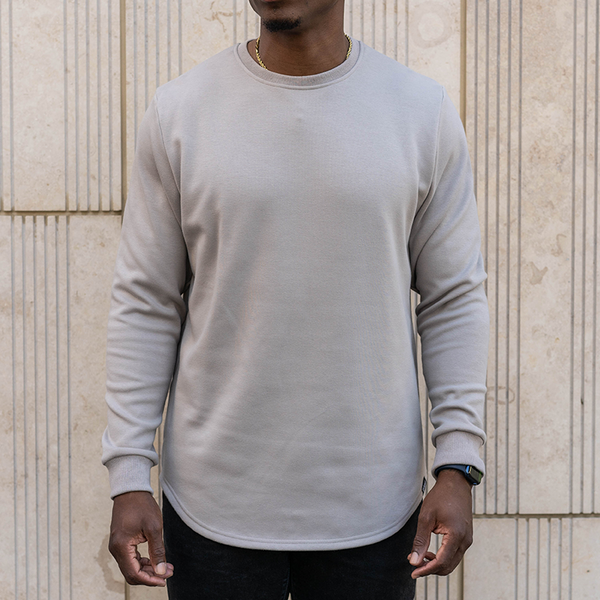 021 Drop-Cut Crewneck Cement - Premium Stretch Crewneck