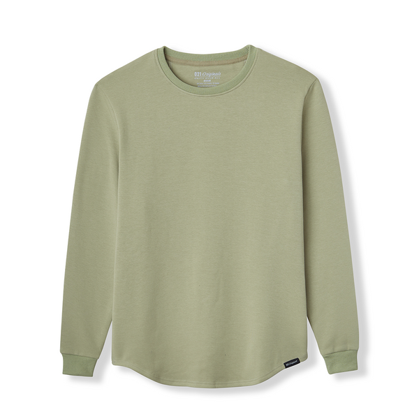 021 Crewneck Olive Green - Soft Drop-Cut Crewneck Olive