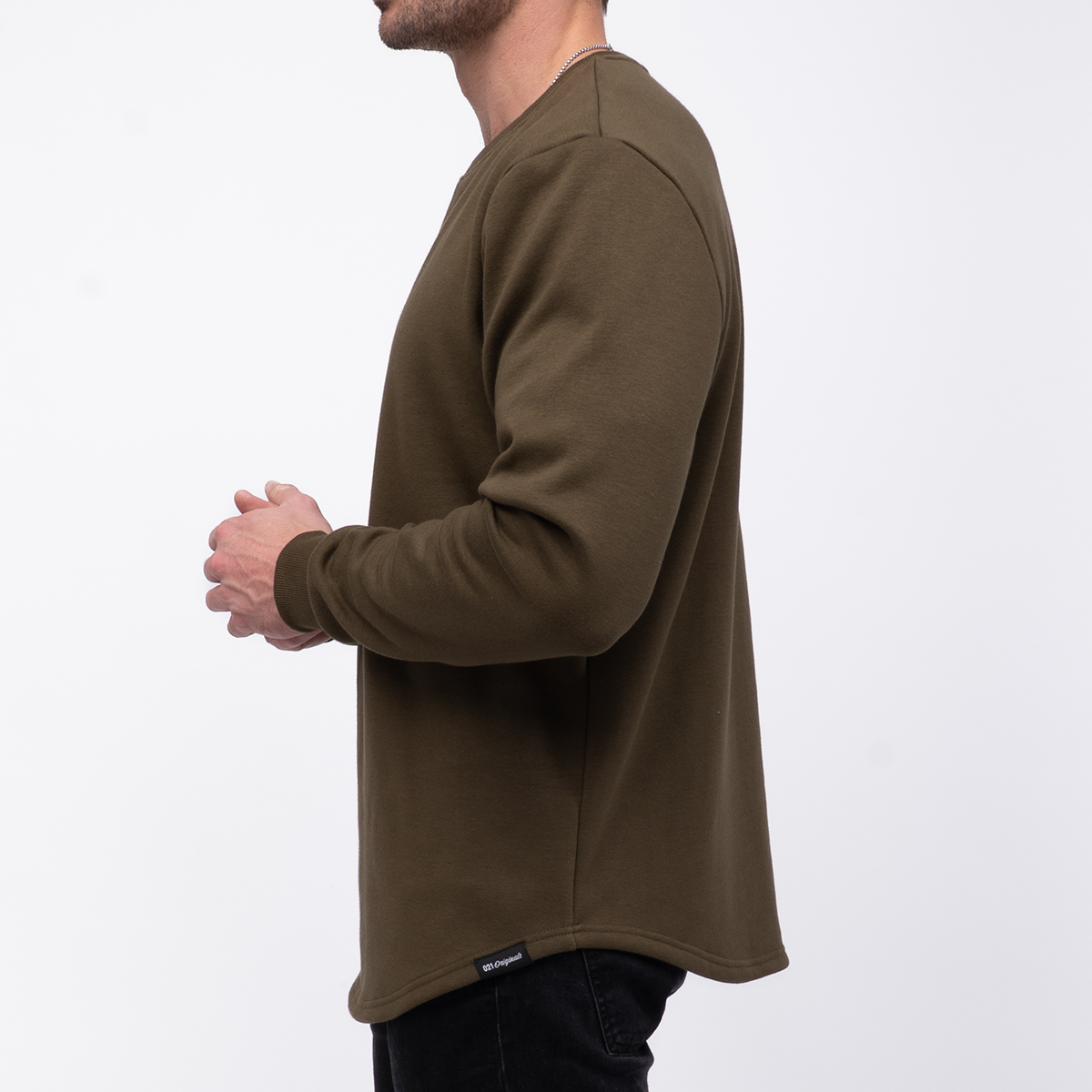 021 ESSENTIAL DROP CUT CREWNECK - OD GREEN