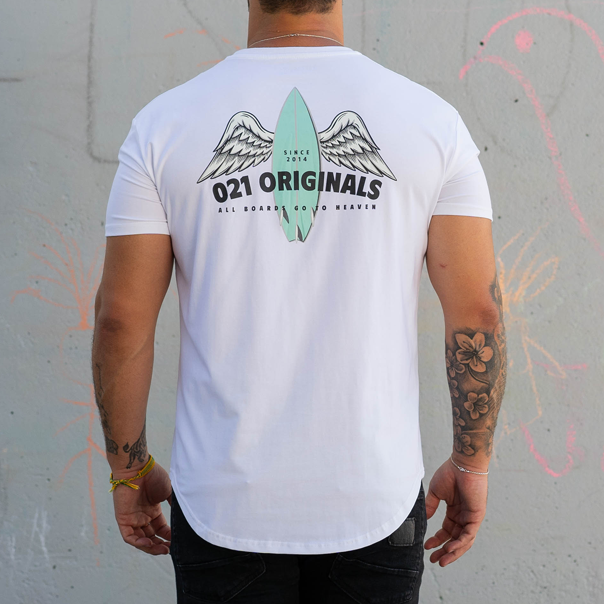 BOARD HEAVEN DROP-CUT T-SHIRT - WHITE