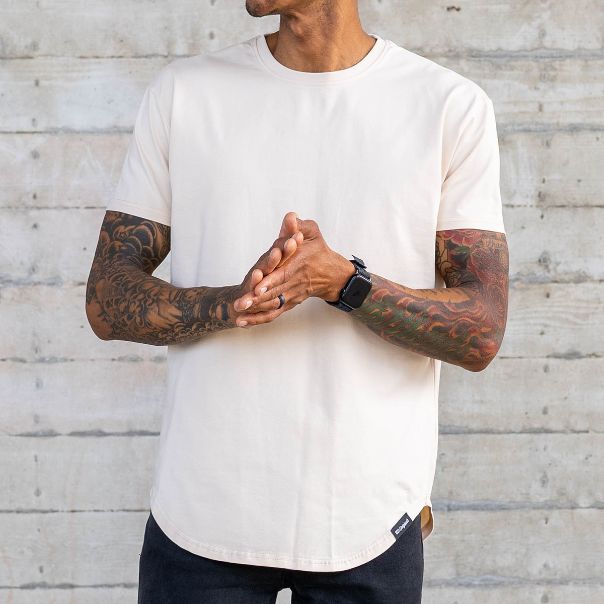 021 ESSENTIAL DROP-CUT T-SHIRT - SAND