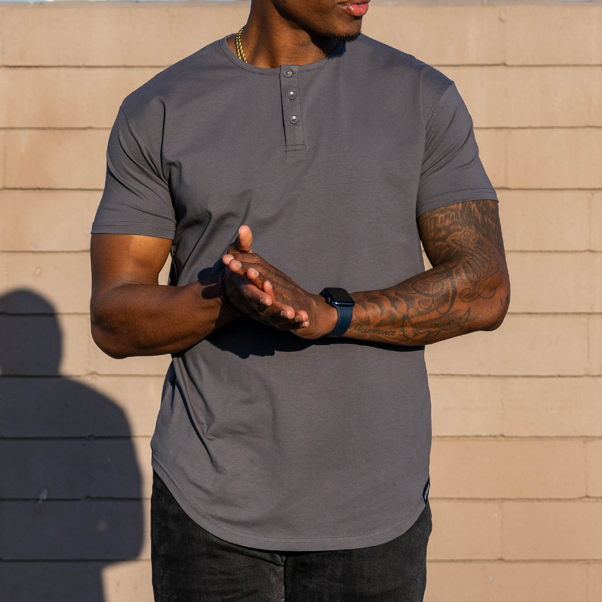 021 ESSENTIAL DROP-CUT HENLEY - CHARCOAL