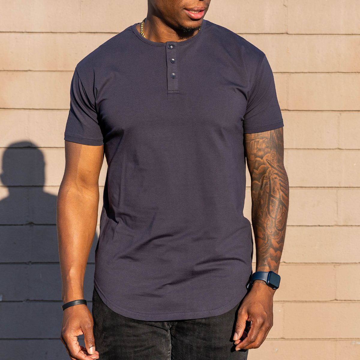 021 ESSENTIAL DROP-CUT HENLEY - NAVY