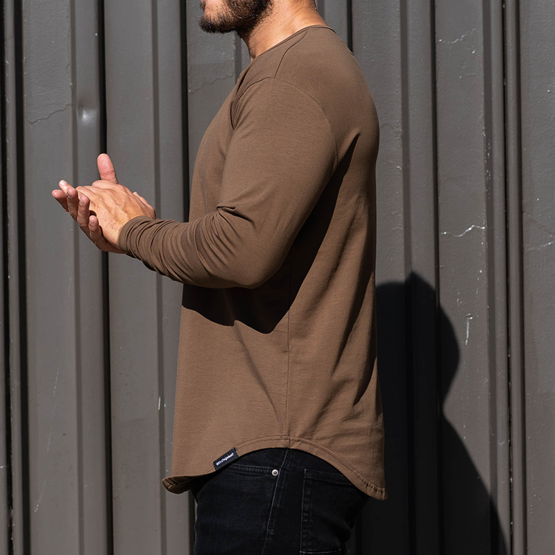 021 ESSENTIAL DROP-CUT LONG SLEEVE HENLEY - OD GREEN