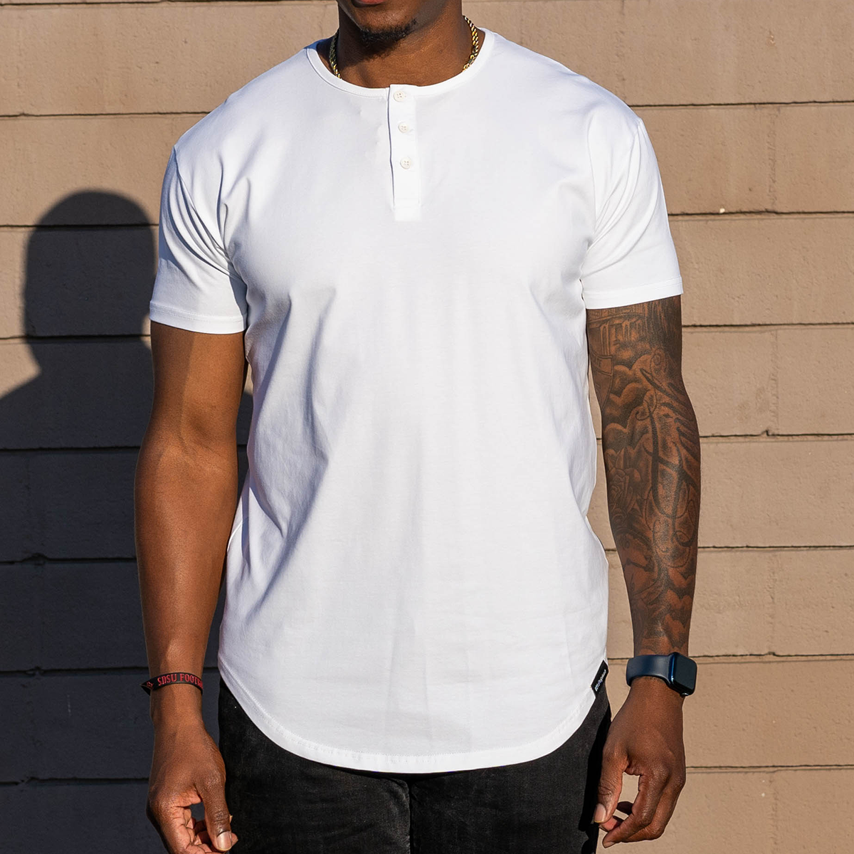 021 ESSENTIAL DROP-CUT HENLEY - WHITE