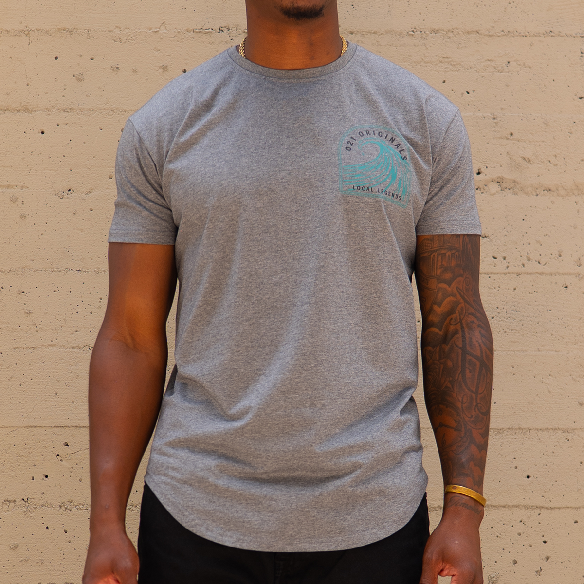 HIGH TIDE DROP-CUT T-SHIRT - HEATHER GREY