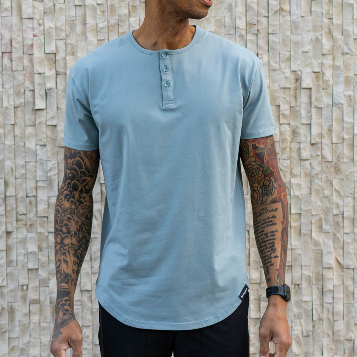 021 ESSENTIAL DROP-CUT HENLEY - STORM BLUE
