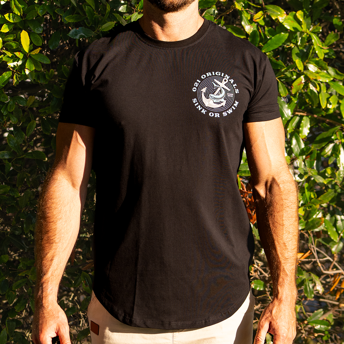SINK OR SWIM DROP-CUT T-SHIRT - BLACK