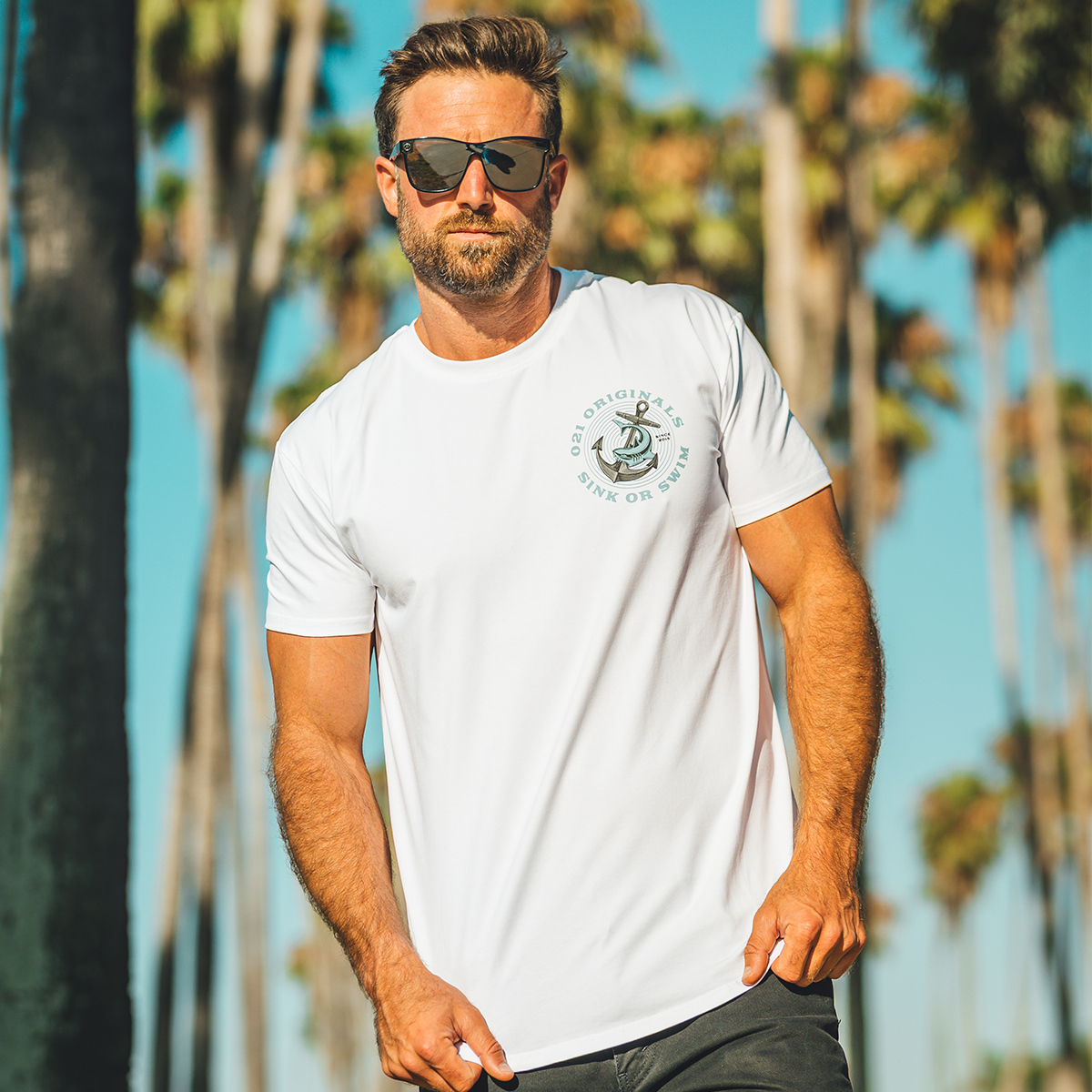 SINK OR SWIM DROP-CUT T-SHIRT - WHITE