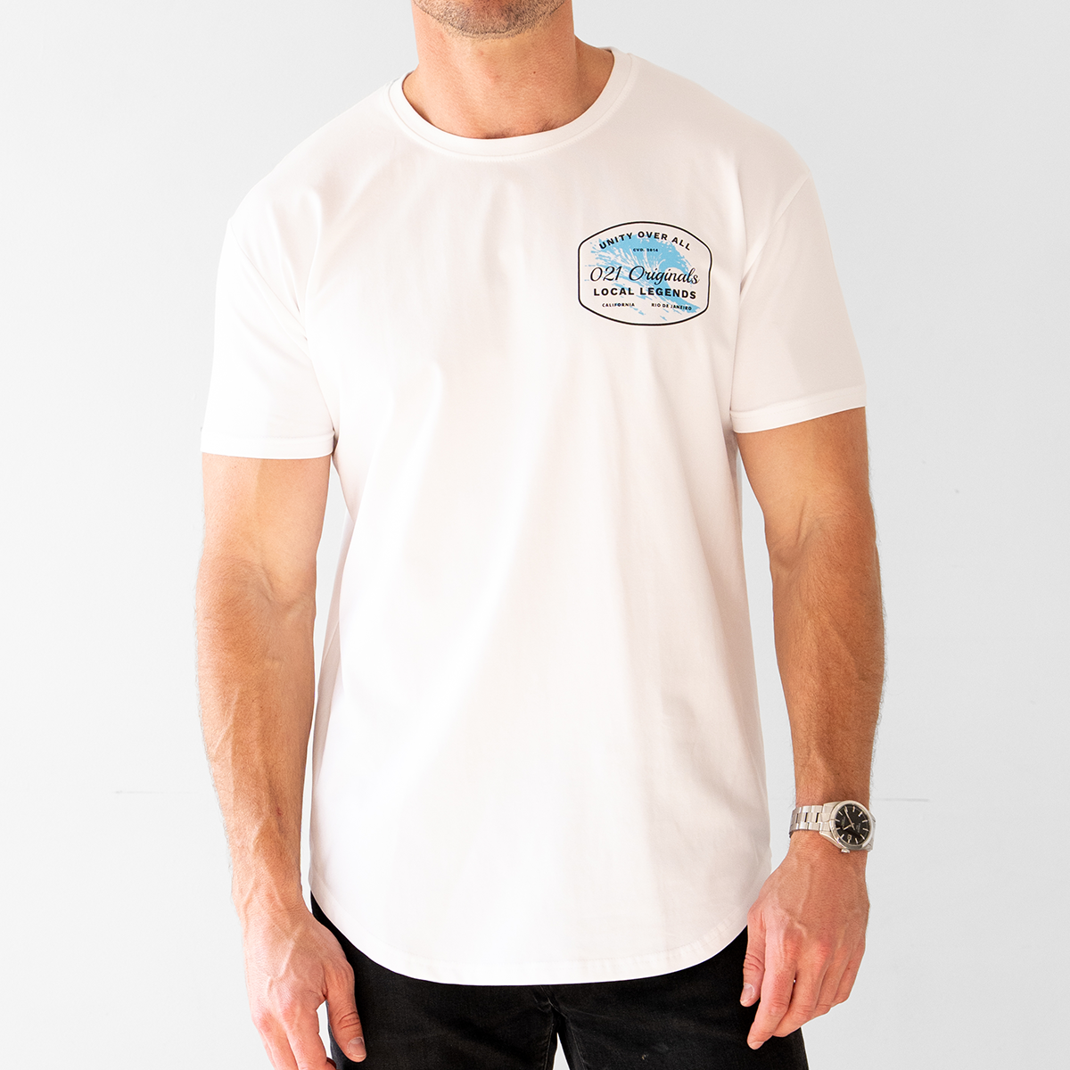 STAY WAVY DROP-CUT T-SHIRT - WHITE