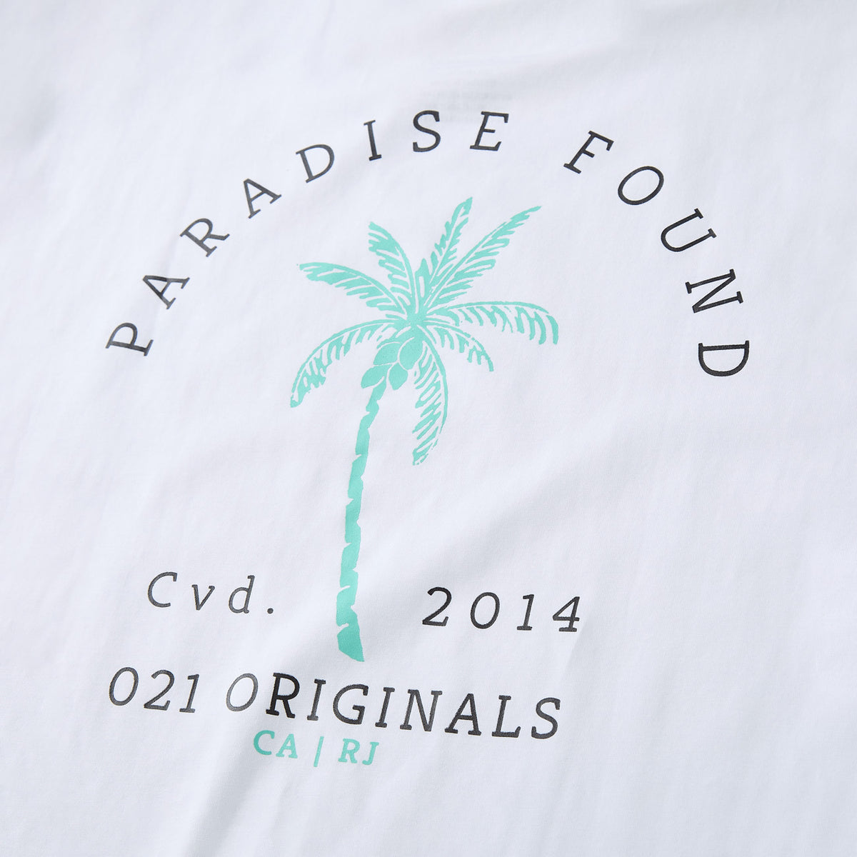 PARADISE PALM DROP-CUT T-SHIRT - WHITE