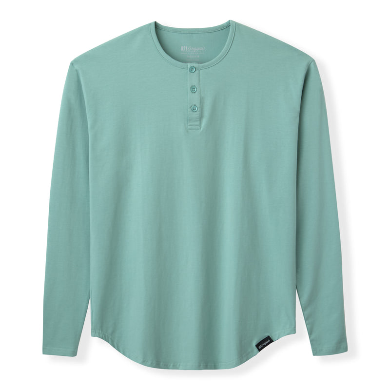 021 ESSENTIAL DROP-CUT LONG SLEEVE HENLEY - SEA FOAM