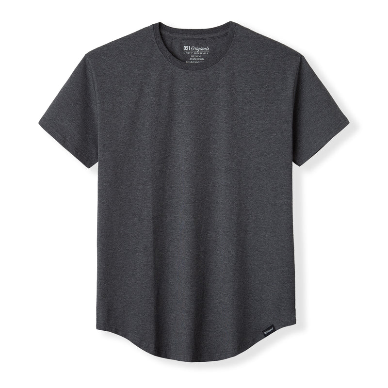 021 ESSENTIAL DROP-CUT T-SHIRT - DARK HEATHER