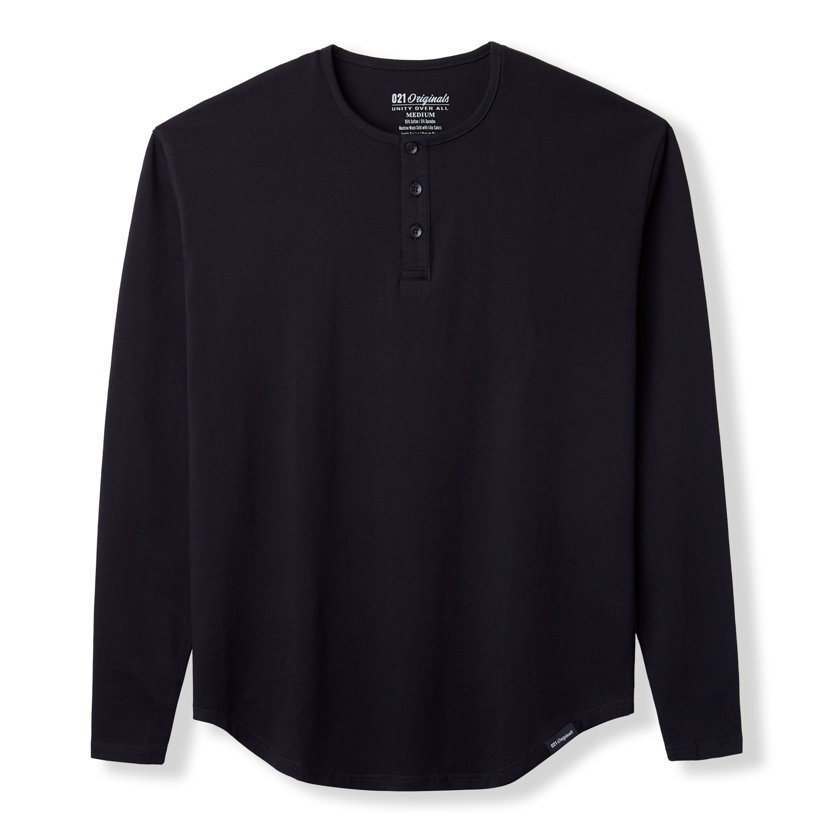 【HI FI FNK】Center Henley Longsleeve Vintage Heavyweight Cotton Long Sleeve Henley Neck Shirt