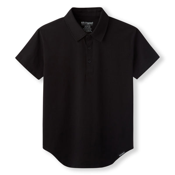 021 ESSENTIAL DROP-CUT POLO - BLACK