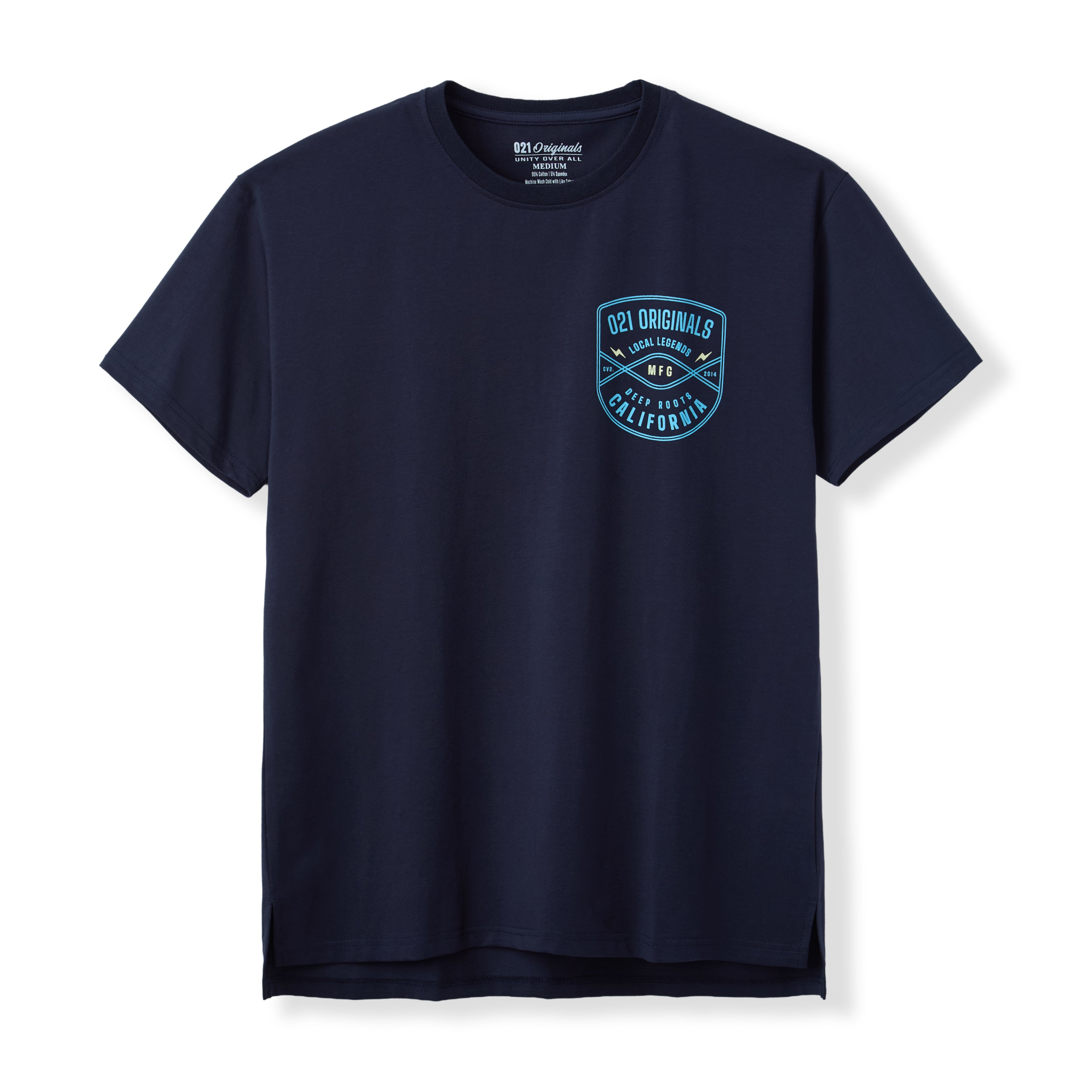 CREST SPLIT-HEM T-SHIRT - NAVY