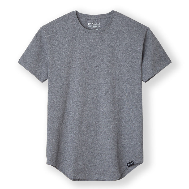 021 ESSENTIAL DROP-CUT T-SHIRT - HEATHER GREY