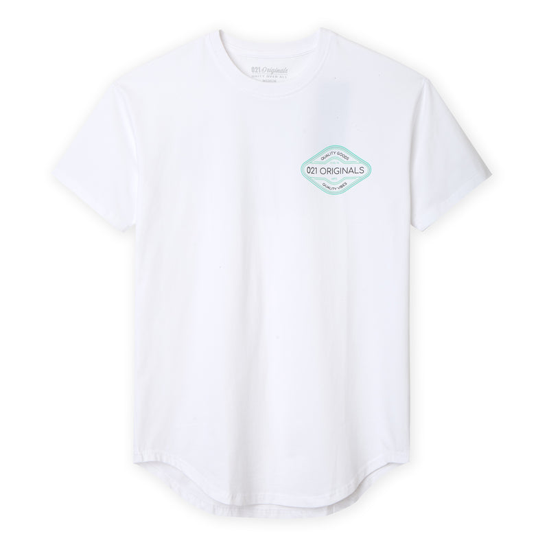 QUALITY VIBES DROP-CUT T-SHIRT - WHITE
