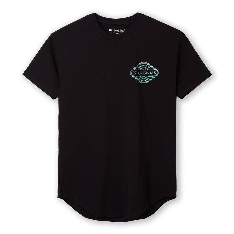 QUALITY VIBES DROP-CUT T-SHIRT - BLACK