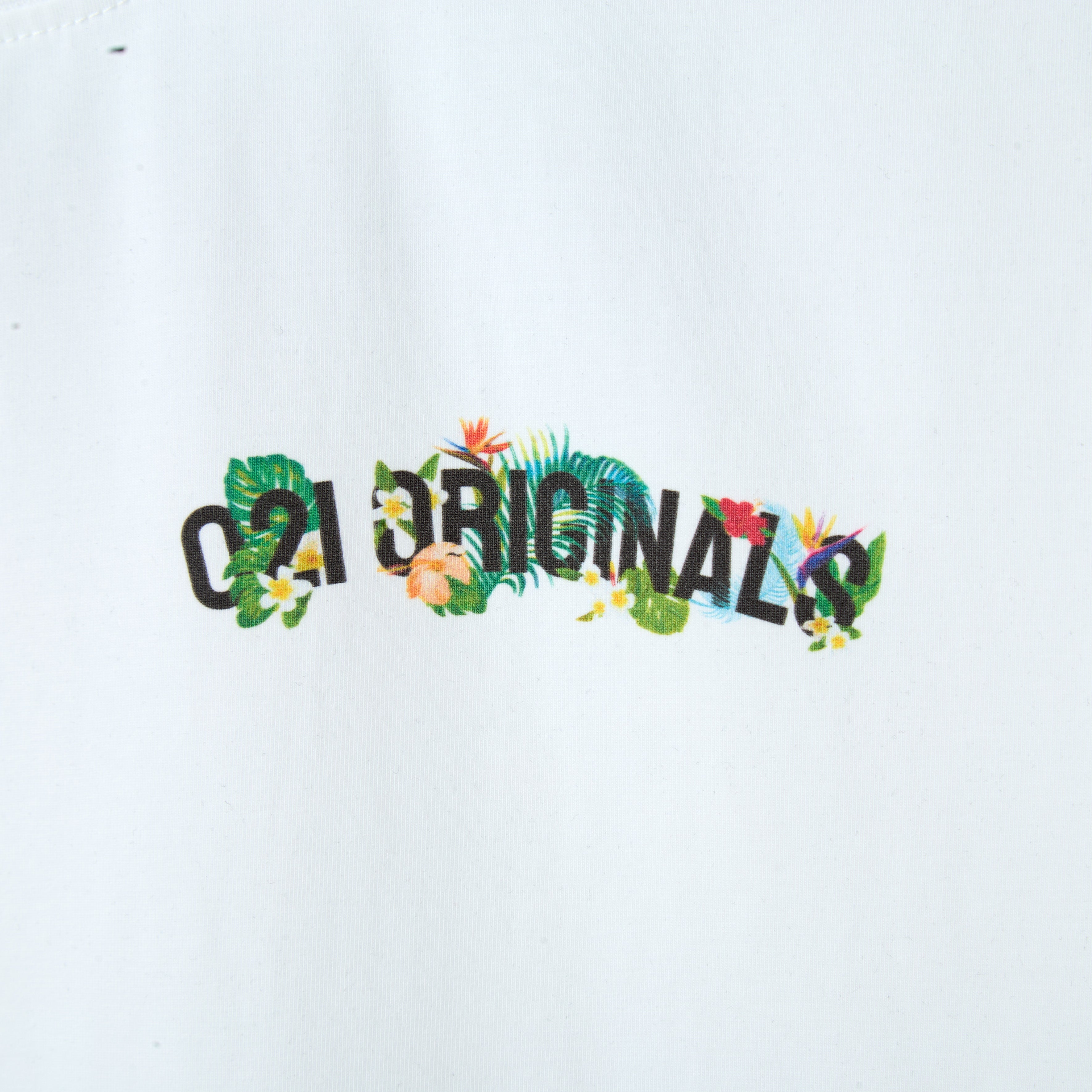 FULL BLOOM DROP-CUT T-SHIRT - WHITE