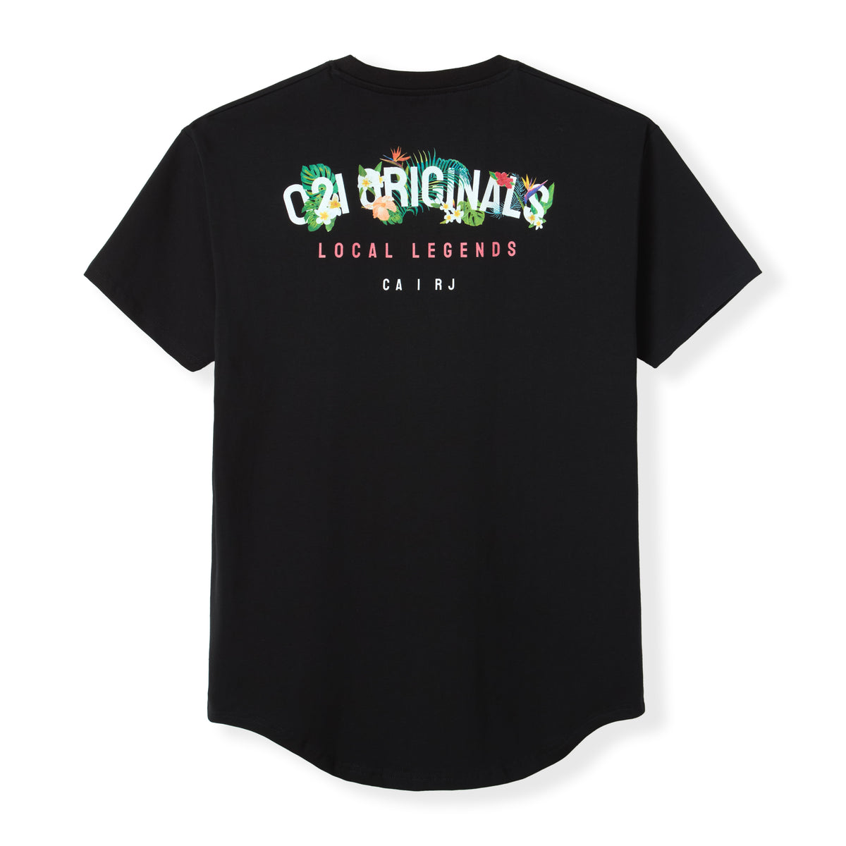 FULL BLOOM DROP-CUT T-SHIRT - BLACK