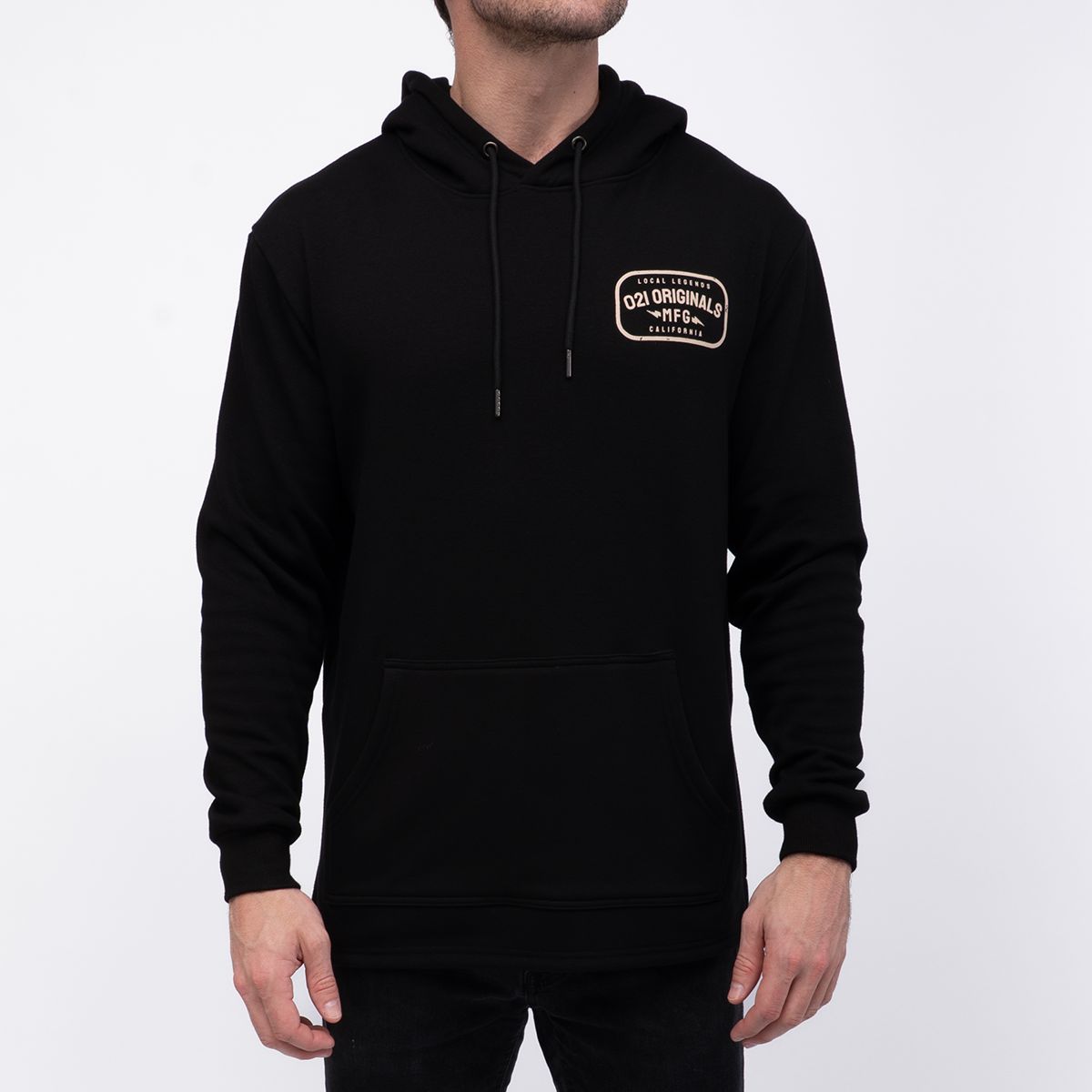 LOCAL MFG SPLIT-HEM HOODIE - BLACK