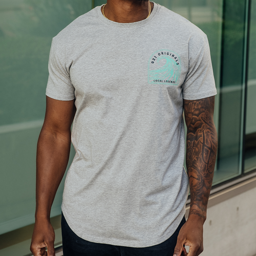 HIGH TIDE DROP-CUT T-SHIRT - HEATHER GREY