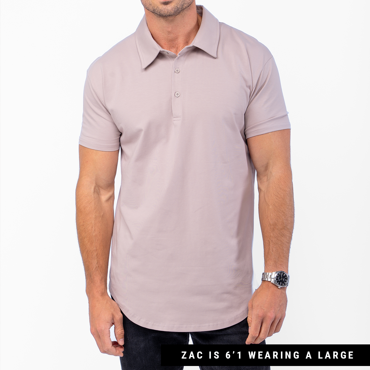 021 ESSENTIAL DROP-CUT POLO - CEMENT