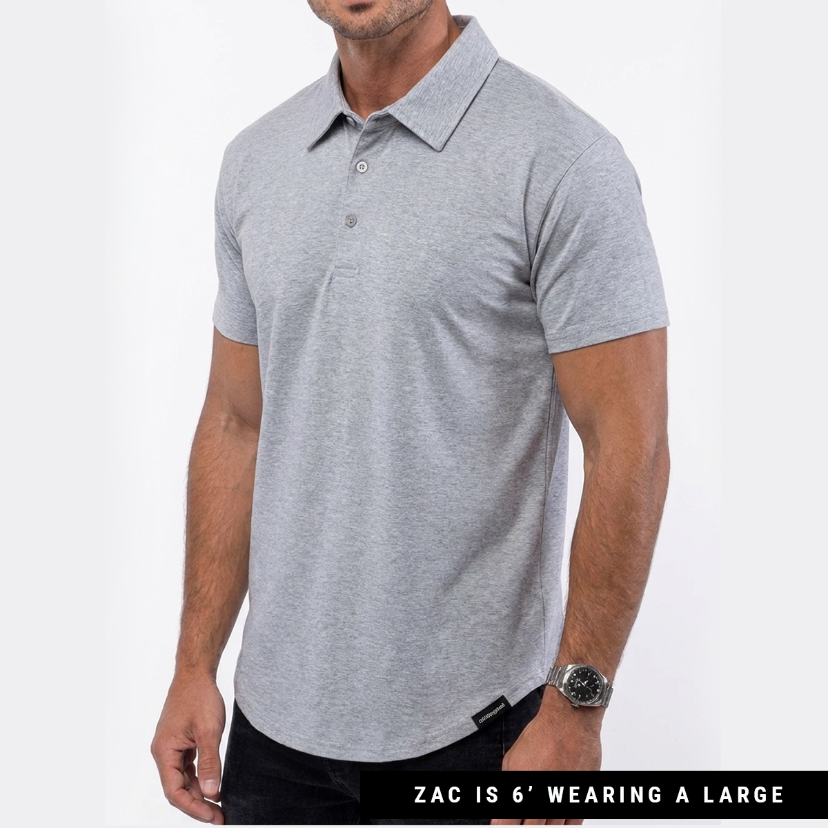 021 ESSENTIAL DROP-CUT POLO - HEATHER GREY