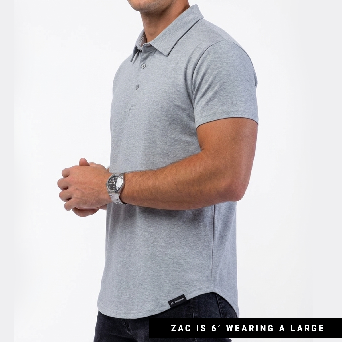 021 ESSENTIAL DROP-CUT POLO - HEATHER GREY