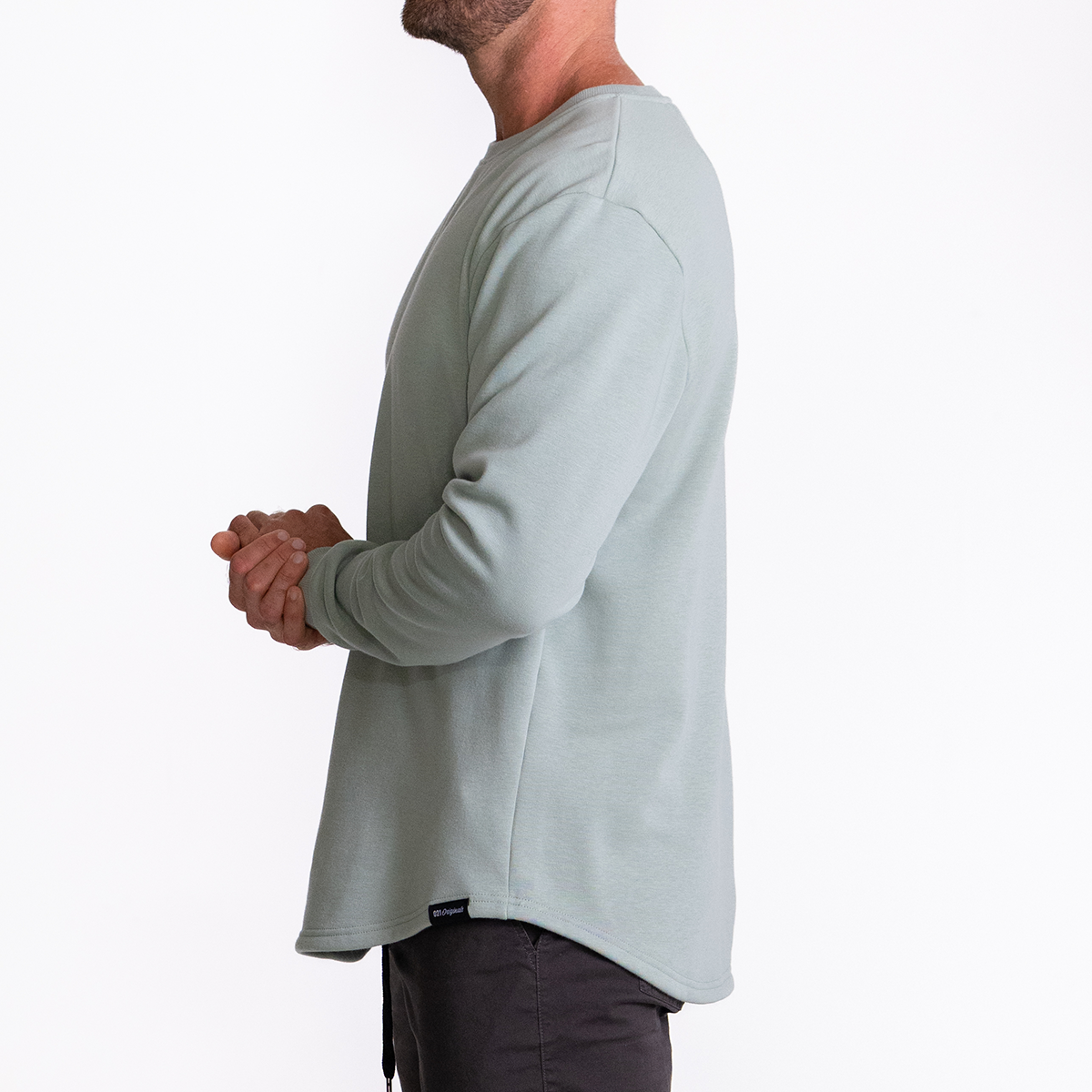 021 ESSENTIAL DROP CUT CREWNECK - SAGE
