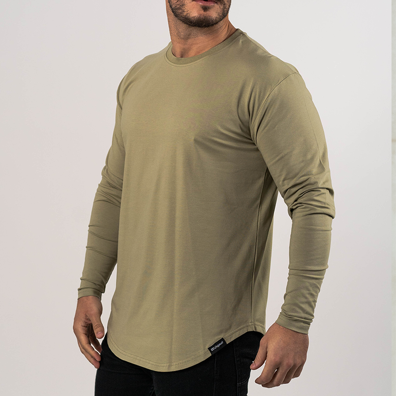 Drop-Cut Long Sleeve Olive Green