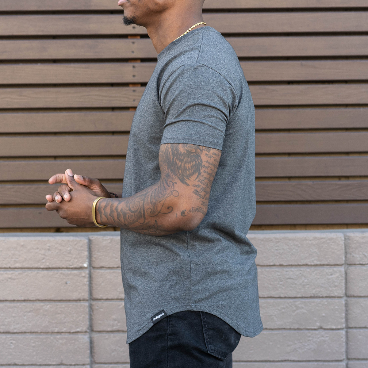 021 ESSENTIAL DROP-CUT T-SHIRT - DARK HEATHER