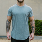 021 ESSENTIAL DROP-CUT T-SHIRT - HEATHER GREY