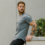 021 ESSENTIAL DROP-CUT T-SHIRT - HEATHER GREY