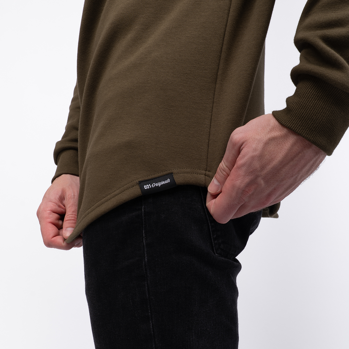 021 ESSENTIAL DROP CUT CREWNECK - OD GREEN