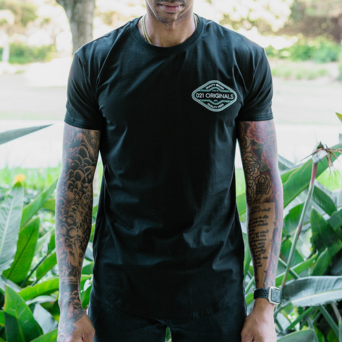 QUALITY VIBES DROP-CUT T-SHIRT - BLACK