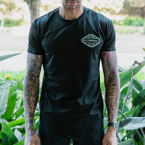 Drop-Cut Athletic Black Tee